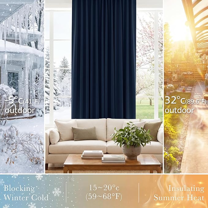 PONY DANCE Half Window Curtains - Room Darkending Privacy Curtains Short Drapes for barhroom Kids Nursery Bedroom, W 29 x L 24 Each, Navy Blue, 2 Panels
