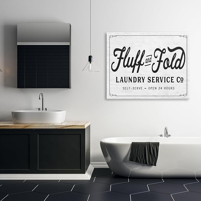 Stupell Industries Laundry Room Vintage Sign, 36 x 48 Inch Canvas Wall Art