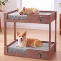 BALAPET Wooden Bunk Dog Bed with 2 Memory Foam Beds | Modern Pet Furniture, Waterproof Liners, Washable Covers, 31.1 x 20.9 x 29.9 in, Bedside Window Perch, For Medium Dogs & Cats