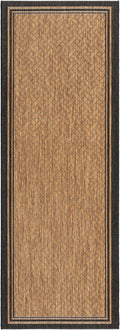 Gertmenian Indoor Outdoor Classic Flatweave Area Rug, Stain & UV Resistant Carpet, Deck, Patio, Poolside & Mudroom, 2x6 Ft Runner, Simple Border, Black Tan, 22013