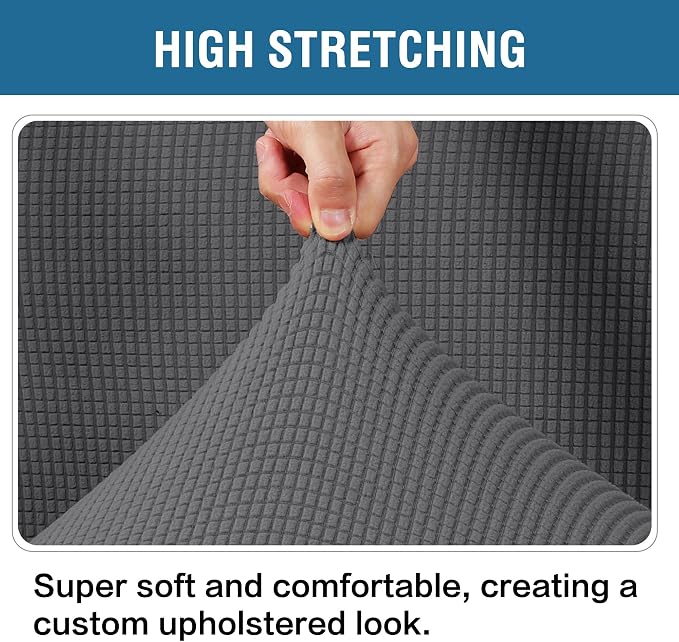 H.VERSAILTEX Ottoman Cover Slipcover Rectangle Fit Length 35"-45" Footrest Sofa Slipcovers Stool Cover Footstool Protector Covers Feature Stretch Thick Soft Jacquard Fabric Removable Washable - Grey