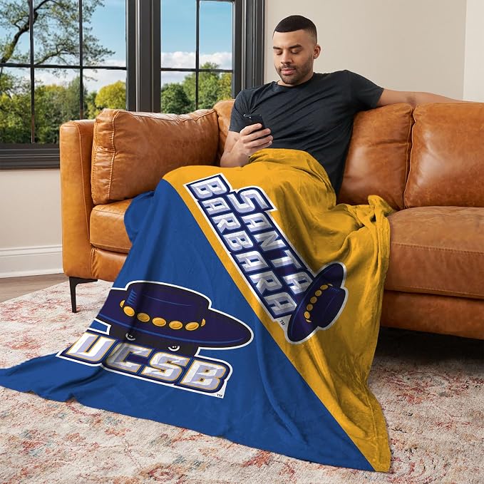 Northwest NCAA Silk Touch Throw Blanket, Ultra Soft Plush Polyester, Lightweight Warm Decorative Fan Gift, 46 x 60 in