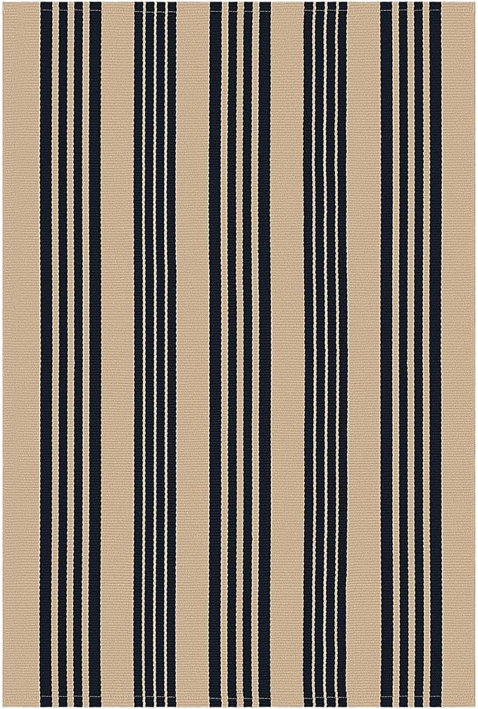 KOZYFLY Striped Rug 3x5 ft Front Door Rugs Cotton Woven Washable Indoor Outdoor Rug Brown Black Entrance Doormat for Front Porch Kitchen Patio Decor Outdoor Mat