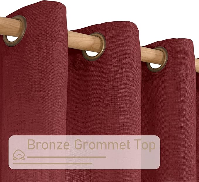 LAMIT Red Linen Curtains 40 Inches Long - Image 4