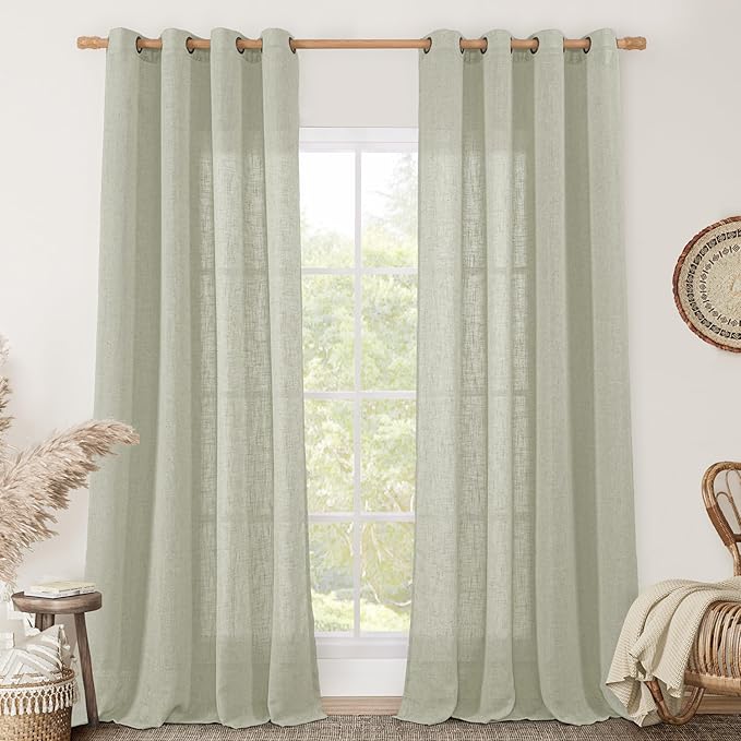 LAMIT 95 Inches Long Sheer Linen Curtains by LAMIT