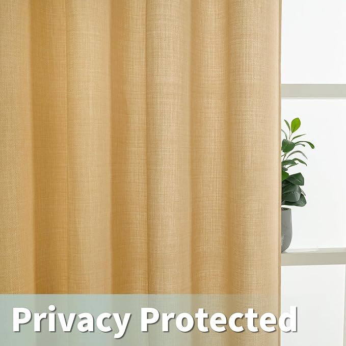 LAMIT Faux Linen Curtains for Bedroom, Grommet Thick Linen Drapes Light - Image 3