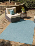 Unique Loom Collection Casual Transitional Solid Heathered Indoor/Outdoor Flatweave Area Rug (2' x 3' 1" Rectangle, Aquamarine/Ivory)