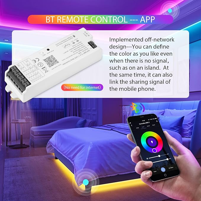 WB5 RF WiFi Bluetooth LED Strip Controller RGB CCT RGBW 5in1 Dimmable Compatible with Smart Life APP/Alexa Echo/Google Assistant Home/Siri, DC12-24V Lights Controller | PWM Dimmer Compatible with Tuya Smart / Smart Life APP / Alexa Echo / Google Assist...