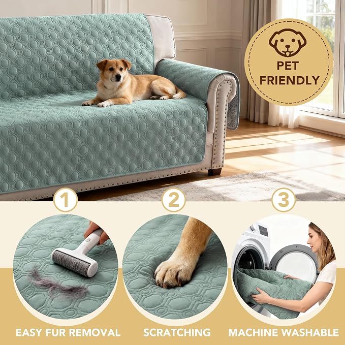 H.VERSAILTEX 100% Waterproof Armchair Covers Thick Durable Couch Covers Triple Nonslip Furniture Protector for Dogs, Children, Pets, Machine Washable (Chair, Lily Pad)