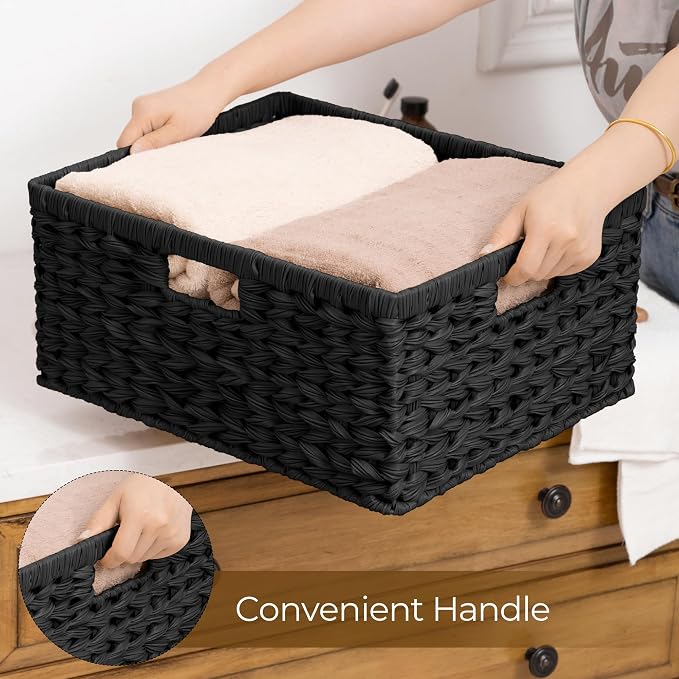 GRANNY SAYS Storage Basket for Organizing, Wicker Storage Basket for Shelf, Large Wicker Basket for Organization, Decorative Basket for Living Room and Entryway, 1-Pack