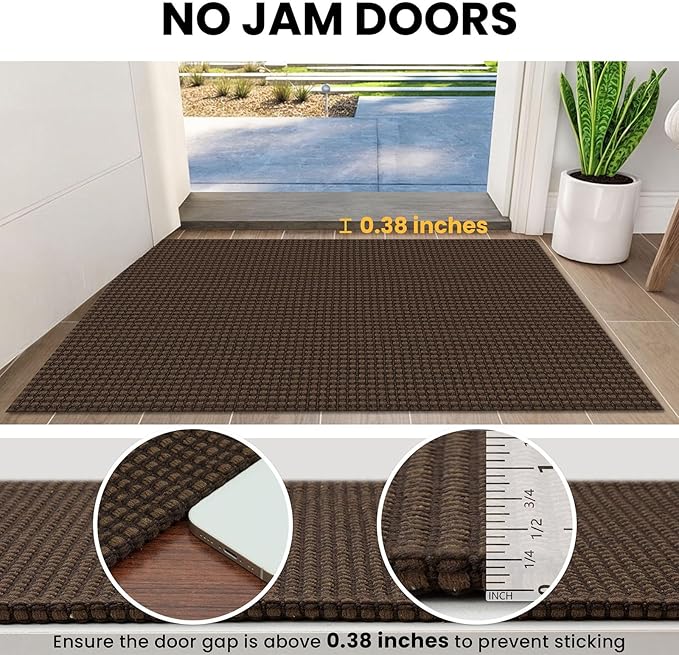 IOHOUZE Washable Exrea Long Hallway Runner Rug 3x16 Non Slip Rubber Backed Kitchen Runner Entryway Runner Indoor, Woven Rugs Floor Carpet for Kitchen Hall Entryway Stair, Brown