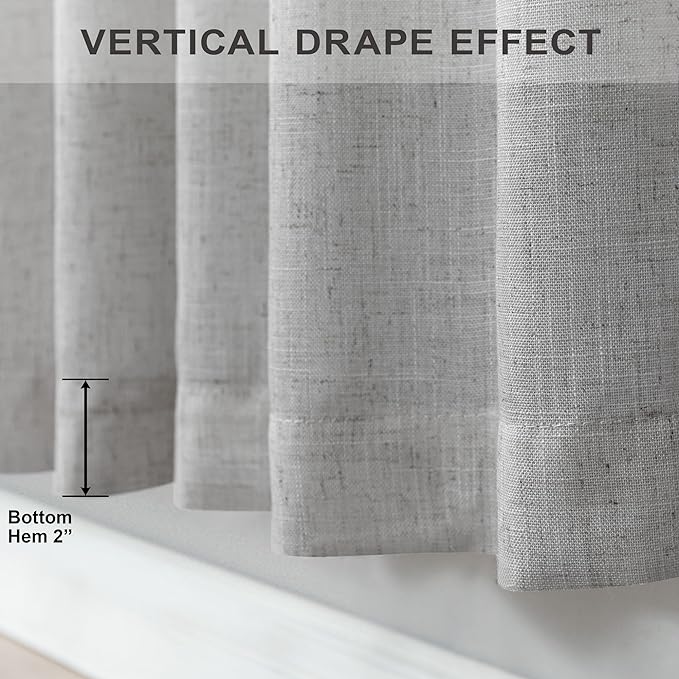 Grey Linen Curtains 63 Inch Length - Image 6