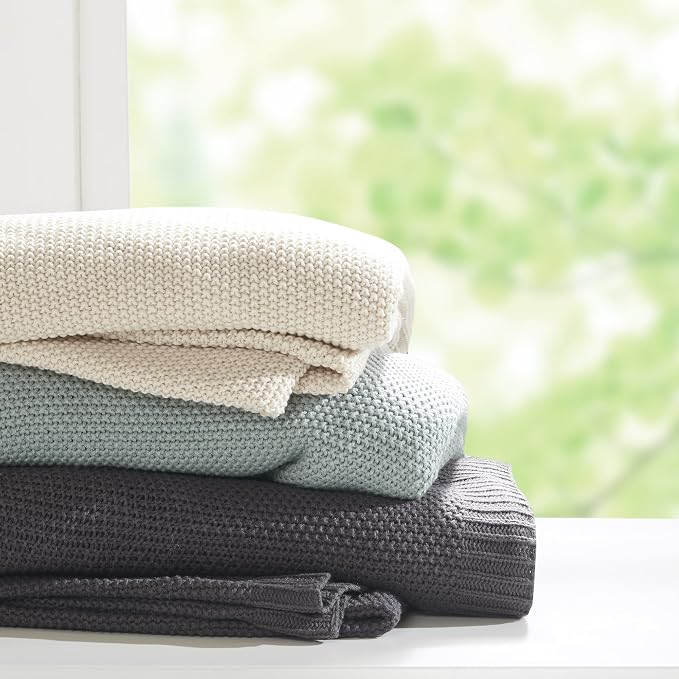 INK+IVY Bree Knit All Season Blanket Lightweight for Summer, King, Ivory | Ultra Soft, Acrylic, Breathable Fabric for Bed or Couch, OEKO-TEX Certified