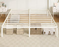 Allewie King Size Bed Frame, 14 inch Metal Beds with Storage Space, Beige | Heavy-Duty Metal Platform Beds, Large Under-Bed Storage Space, No Box Spring Needed, Easy Assembly