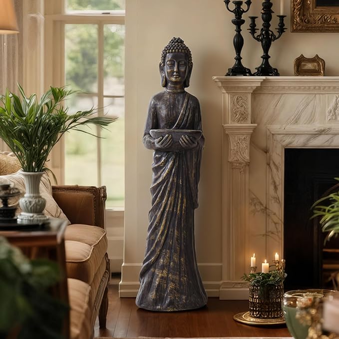 42" Buddha Outdoor Statue, Zen Meditative Figures, Gold-Black Finish | Extra-Large, Durable Weatherproof MGO Sculpture ,for Garden, Patio, Yard, Porch or Indoor, Home Decor Gift