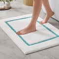 Madison Park Roan Border Tufted Bath Rug Non-Slip Absorbent, 20 x 32, Aqua | Microfiber, Soft Pile, Machine Washable, OEKO-TEX Certified, Plush Bathroom Mat, Non Slip TPR Backing