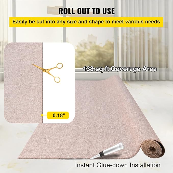 Happybuy 6 ft x 23 ft Brown Marine Carpet for Boats Waterproof - 0.18" Thick Indoor Outdoor Rug Carpet Roll for Home Patio Porch Deck