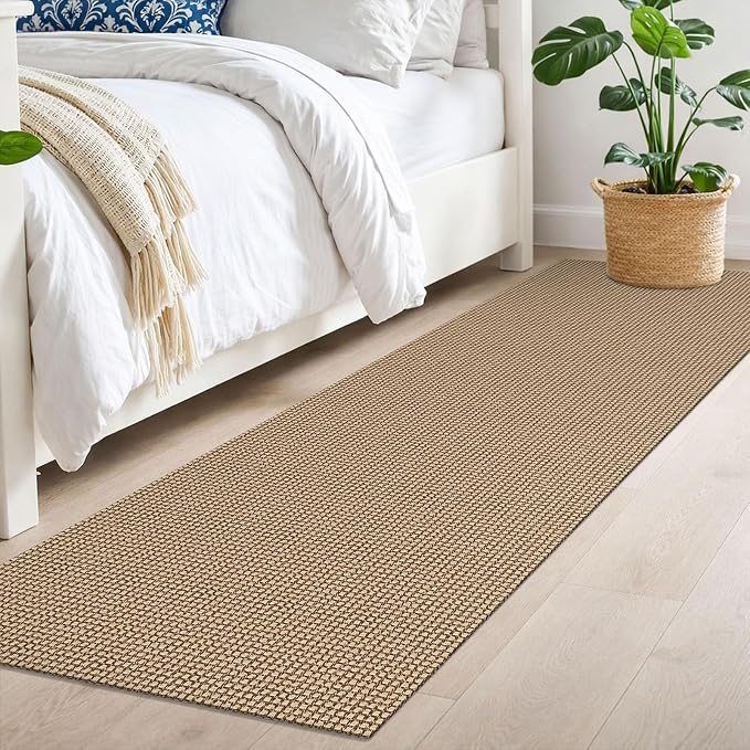 IOHOUZE Washable Runner Rug 2x7 Non Slip Rubber Backed Runners for Hallways Entryway Runner Indoor, Kitchen Rugs Woven Cotton Floor Carpet for Hall Entrance Bedroom, Orange/Tan/Brown