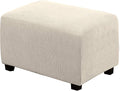 H.VERSAILTEX Ottoman Cover Slipcover Rectangle Fit Length 33'-38' Footrest Sofa Slipcovers Stool Cover Footstool Protector Covers Feature Stretch Thick Jacquard Fabric Removable Washable - Natural