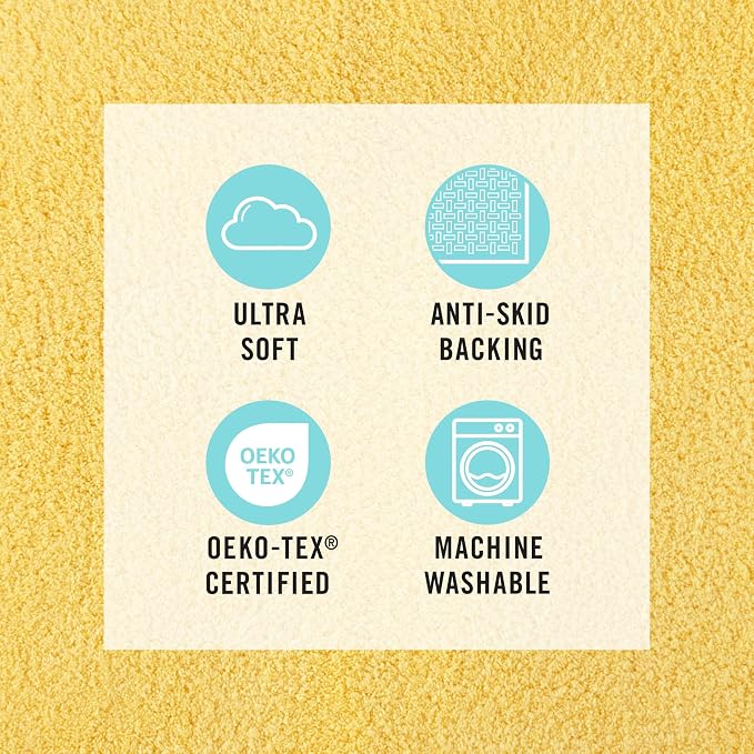 MARTHA STEWART Drylon Microfiber Bath Rug - 1 Piece, Ultra Soft Plush, Non-Slip, Thick, Washable Bathroom Rugs, Home Decor Accessories, Household Essentials, Small Bath Mat, 17" x 24", Yellow