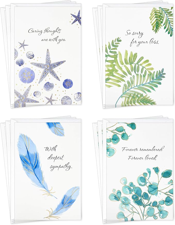 Hallmark Birthday Cards Assortment, 20 Cards with Envelopes & Sympathy Cards Assortment, Watercolor Nature (12 Assorted Thinking of You Cards with Envelopes)