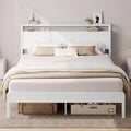 LIKIMIO Full Size Bed Frame with 2-Tier Storage Shelf Headboard | Wood Platform Bed, Camas Full with Strong Metal Supports, Sturdy, Noise-Free, No Box Spring Needed, White