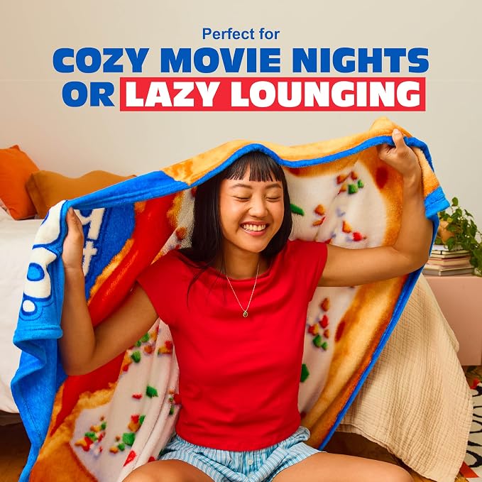 Pop-Tarts™ Cozy Concepts Co. Throw Blanket by Relatable, Looks Like a Giant Strawberry Pop-Tart® to Wrap Yourself Up, Perfect Gag Gift or Teen Girl Room Decor, 60” Cozy Soft Blanket