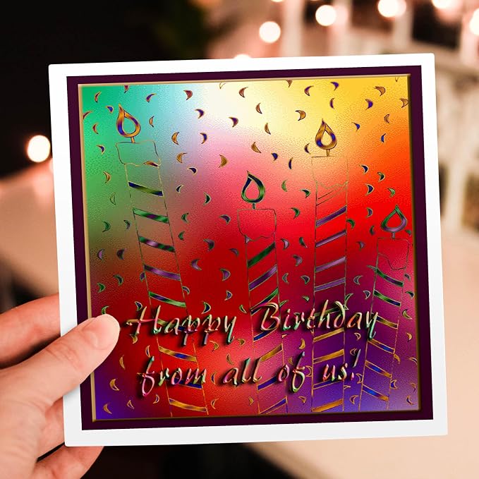 3dRose Colorful Candles Happy Birthday from Us All 6 x 6 Inches Greeting Cards, Set of 12 (gc_13038_2)