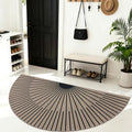 Easy Jute Rug 3x6Ft Half Circle Sunshine Doormat Neutral Faux Jute Indoor Outdoor Sun Carpet for Farmhouse Bedroom Entrance Balcony Kitchen Laundry Room, Nonslip, Half Round, Black 7