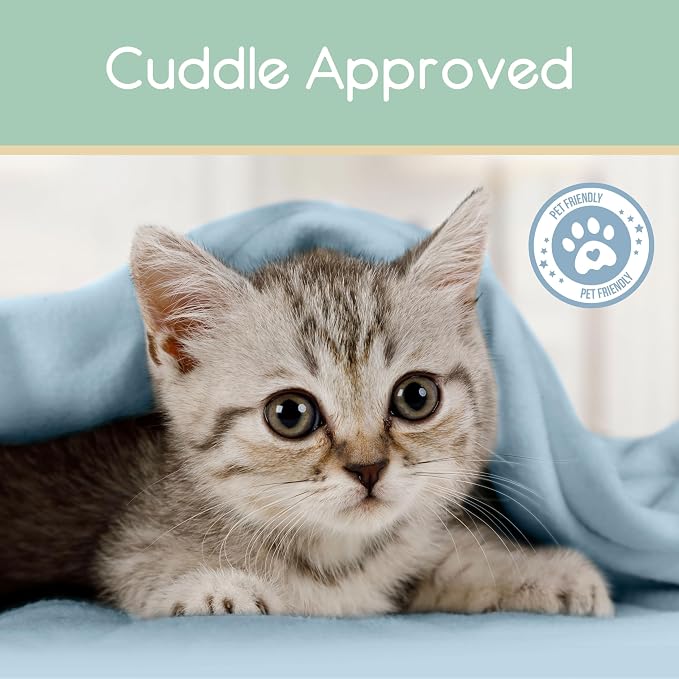 Vellux Twin Size Microfleece Supersoft Lightweight Throw Blanket | All-Season Comfort | Plush Pet-Friendly Blue