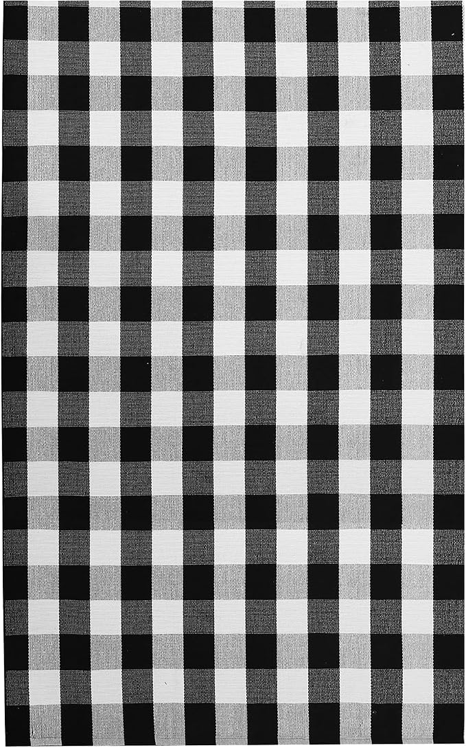 IOHOUZE Buffalo Plaid Rug 5x8 Ft Indoor Outdoor Rug, Washable Rugs for Living Room, Spring Summer Welcome Mats Outdoor, Black White Rug for Farmhouse/Entryway/Home Entrance