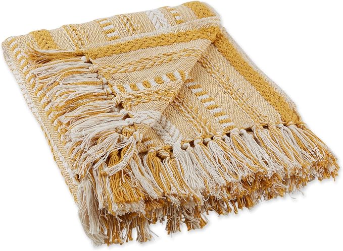 DII Braided Striped Throw, 50x60, Honey Gold