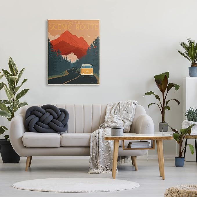 Stupell Industries 'Take the Scenic Route Phrase Retro Mountain Travel', Canvas Art, 30 x 40 Inches, Easy to Hang and Sturdy, Made in USA, by Janelle Penner