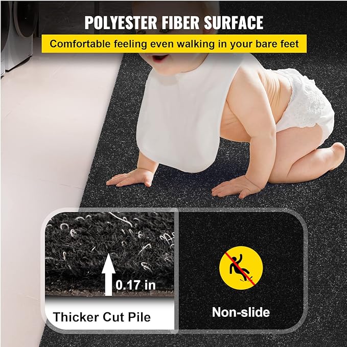 Happybuy 6 ft x 18 ft Black Marine Carpet for Boats Waterproof - 0.18" Thick Indoor Outdoor Rug Carpet Roll for Home Patio Porch Deck