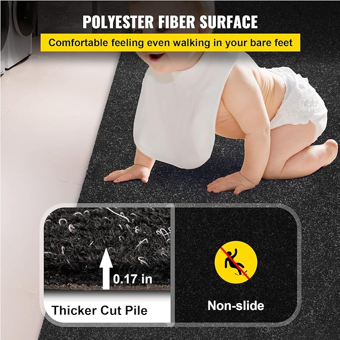 Happybuy 6 ft x 29.5 ft Black Marine Carpet for Boats Waterproof - 0.18" Thick Indoor Outdoor Rug Carpet Roll for Home Patio Porch Deck