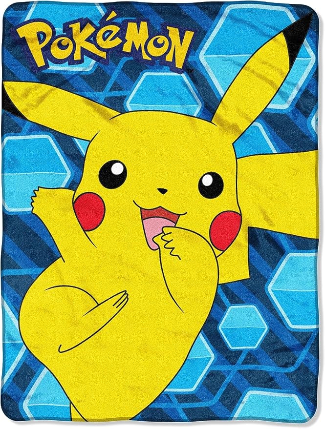 NORTHWEST Pokemon Pikachu Micro Raschel Throw Blanket, Kids Bedding, Girls and Boys, 46" x 60", Glitch Pikachu