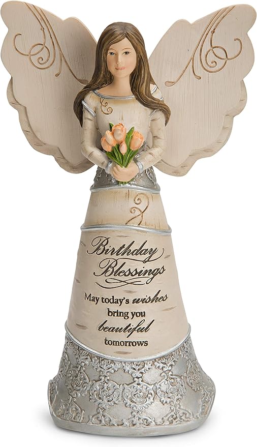 Pavilion Gift Company 82413 Elements Angels - Birthday Blessings May Today's Wishes Bring You Beautiful Tomorrows 6" Angel Figurine