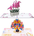 Paper Love Pop Up Cards 2 Pack - Includes 1 Orchids and 1 Butterfly Tree, For All Occasions, Mother Day, Birthday, Just Because- Includes Envelope and Note Tag