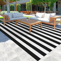 Black and White Striped Rug 6x9 Feet Cotton Woven Rug Reversible Retro Farmhouse Striped Outdoor Rug Washable Indoor Outdoor Area Rug for Living Room Bedroom Dining Room Home Decor Carpets