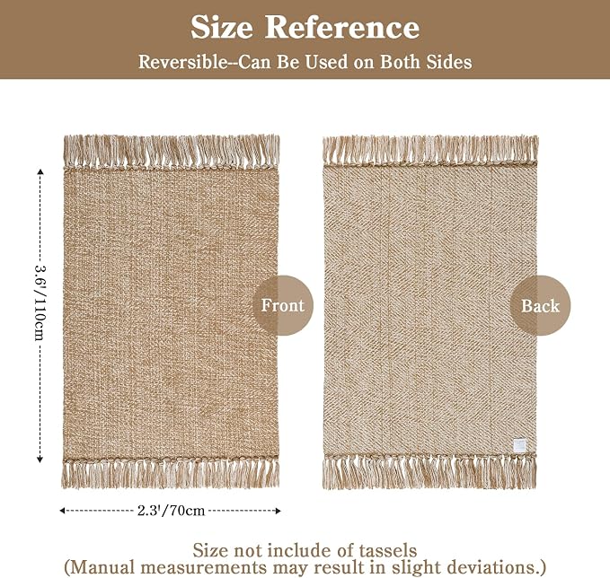 Collive Entryway Door Mat, 27" x 43" Machine Washable Kitchen Rugs, Indoor/Outdoor Low-Profile Doormat Soft Hand-Woven Cotton Bathroom Rug Throw Rugs for Front Back Door Bedroom