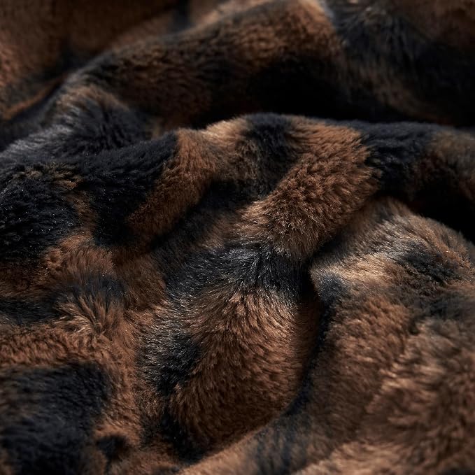Nine West Faux Fur Throw Blanket, 50"x70", Cacao Nibs Brown