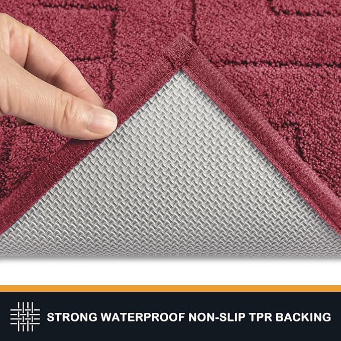 PURRUGS Dirt Trapping Door Mat 24" x 59", Non-Slip Machine Washable Entry Rug, Dog Doormat, Indoor Front Door Mat, Super Absorbent Entryway Rug for Muddy Shoes & Paws, Cherry Red