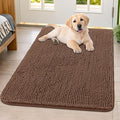Smiry Dog Door Mat for Muddy Paws 40x32, Absorbent Dirt Trapper, Non-Slip Washable Chenille Entryway Rug for Inside Floor, Mocha, Classic Solid