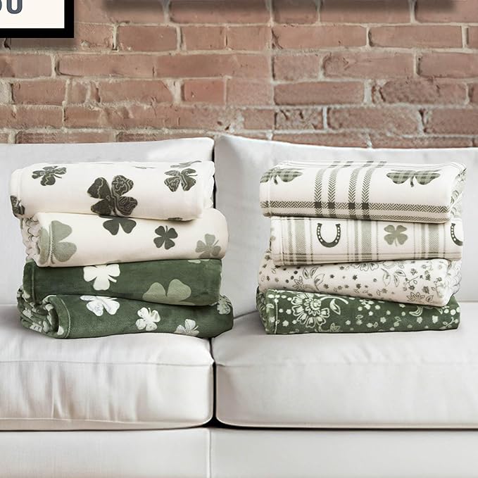 Lucky Brand 50" x 70" Plush Throw Blanket, Bandana Green Blanket for Sofa or Bed