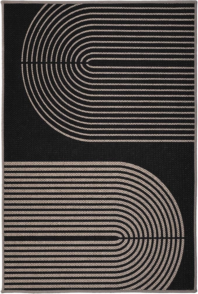 GarveeHome Modern Rainbow Easy Jute Rug, 2x3 Entryway Rug Indoor Outdoor Front Door Mat Neutral Non Slip Non Shedding Washable Farmhouse Kitchen Mat