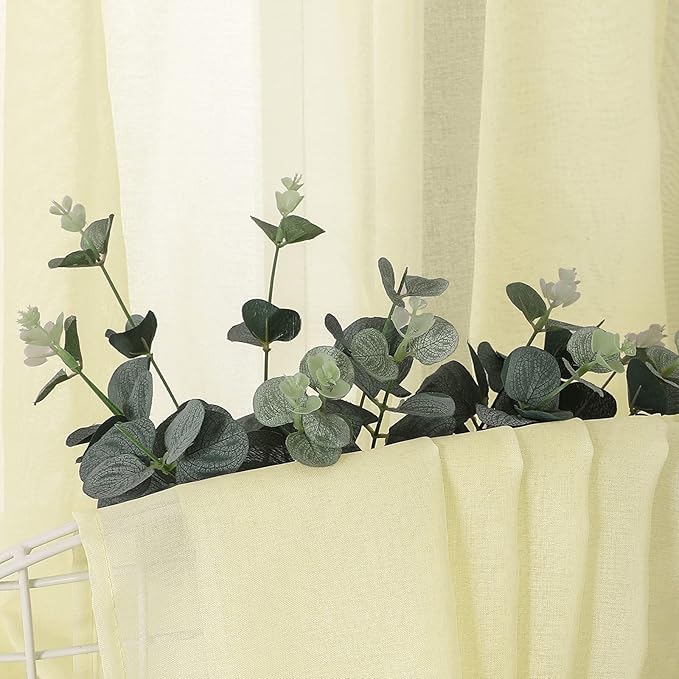 Tollpiz Sheer Curtain Linen Textured Living Room Curtains Sheer Light Filtering - Image 6