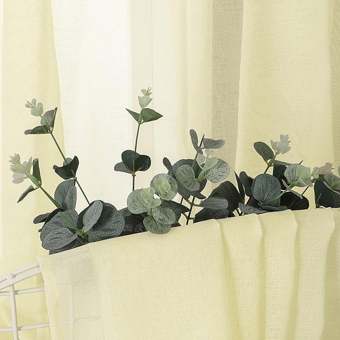Tollpiz Sheer Tier Curtain Linen Textured Half Kitchen Curtains Sheer Light - Image 6
