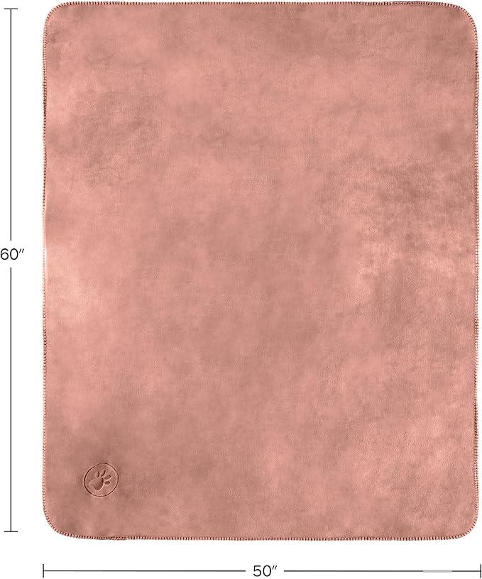 Waterproof Pet Blanket - 50x60-Inch Reversible Sherpa Fleece Throw Protects Couches, Cars, and Beds from Spills, Stains, and Fur by PETMAKER (Pink)
