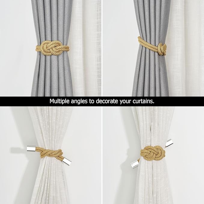 NICEEC 4 Pack Mini Magnetic Curtain Tiebacks Nordic Simple Style Drape Tie - Image 5