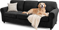 SUBRTEX 7 Pieces Stretch Sofa Slipcover Sets Couch Cover Sets Backrest Cushion Covers Furniture Protector Collection Set for Oversize Sofa Loveseat Chair Slip Covers(Large, Black)